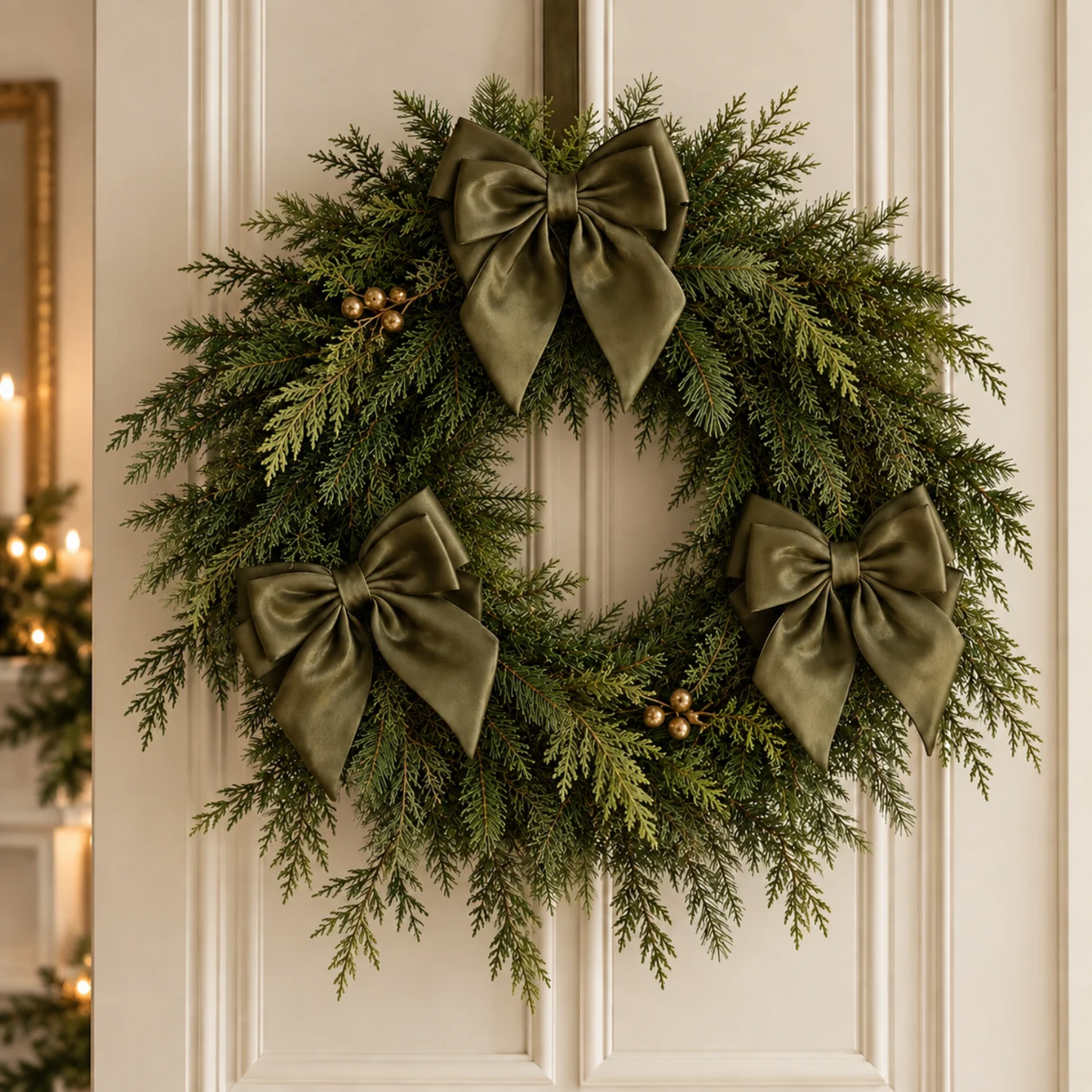 Olive Green Gauze Bow (Set of 3)