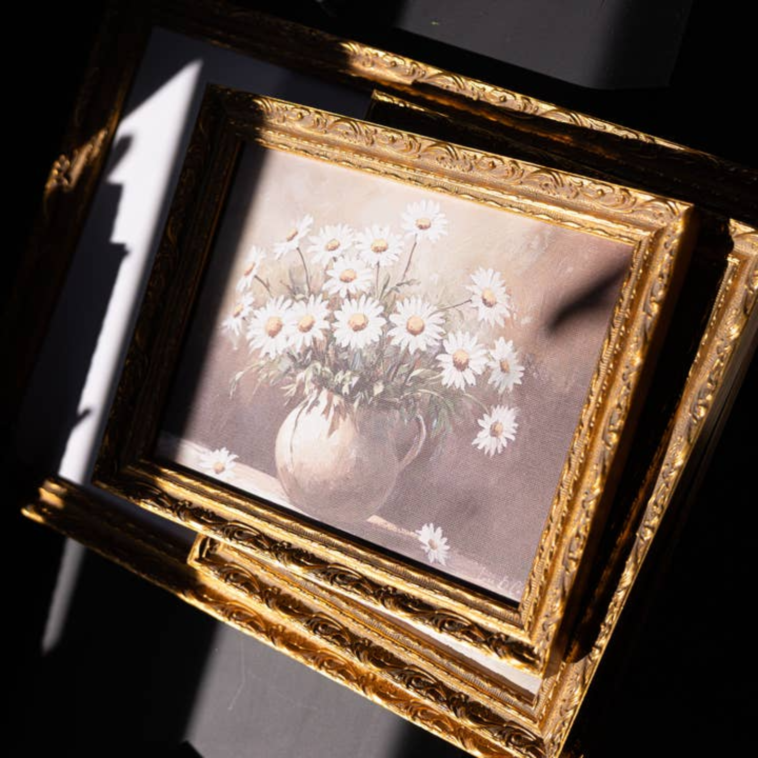 Still Life Daisy Blossoms French Brass Framed Art