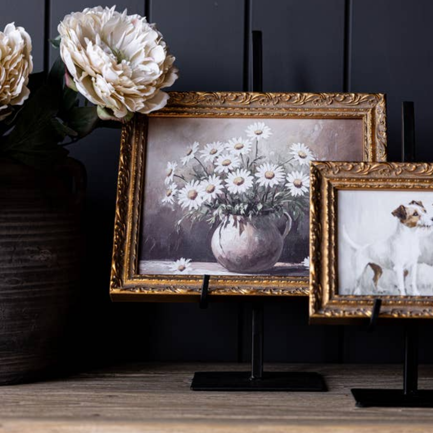 Still Life Daisy Blossoms French Brass Framed Art