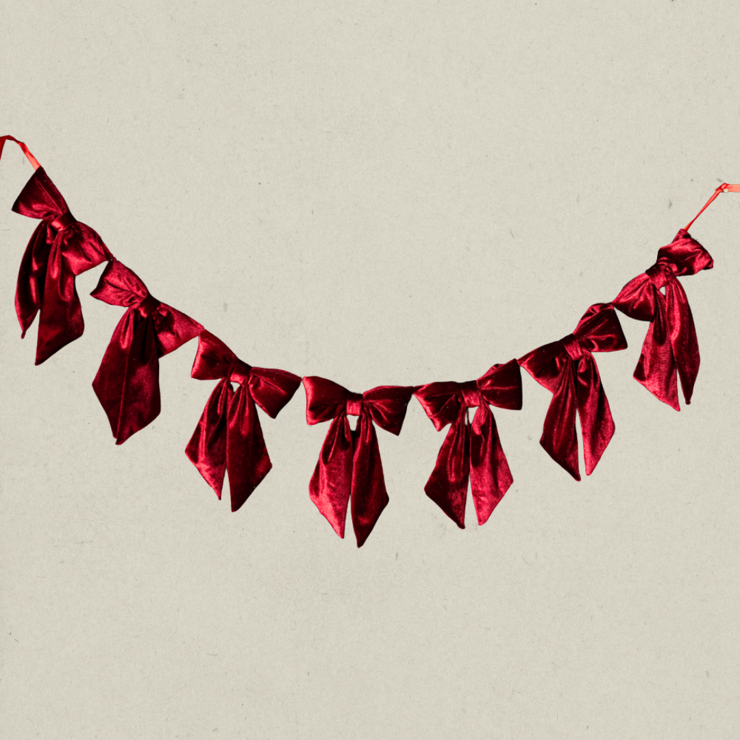 Luxe Berry Red Velvet Bow Garland