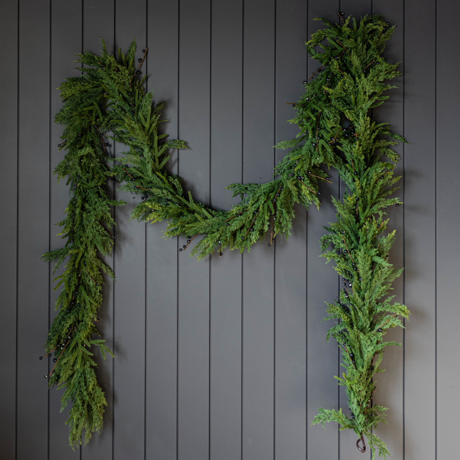 Artificial 15ft Real Touch Norfolk Cypress & Berry Garland