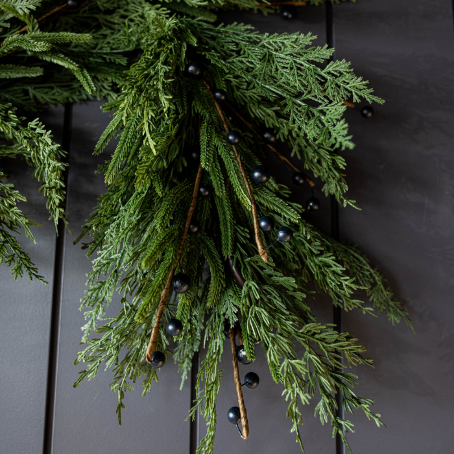 Artificial 15ft Real Touch Norfolk Cypress & Berry Garland