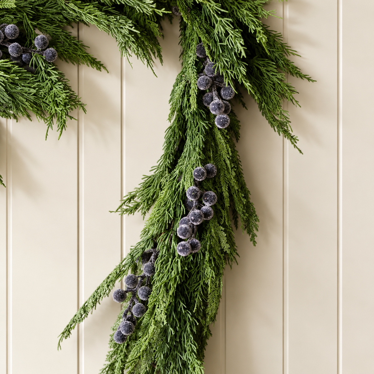 Artificial 15ft Real Touch Norfolk Cypress & Frosted Blue Plum Berry