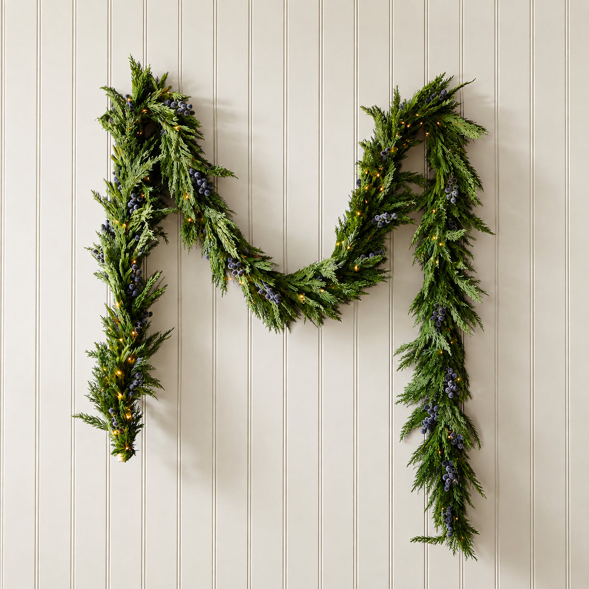 Pre-Lit 15ft Norfolk & Cypress Frosted Blue Berry Garland & Bow Set - Noel Plaid Red (9 Pieces)