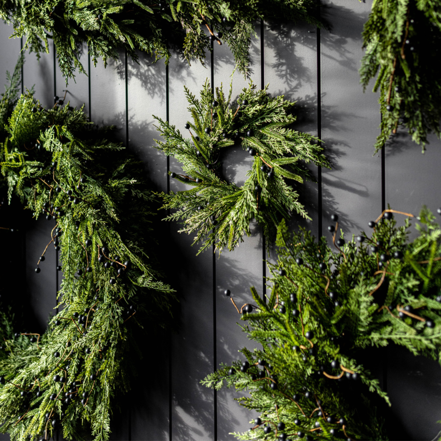 Artificial Real Touch Norfolk Cypress & Navy Berry Wreath