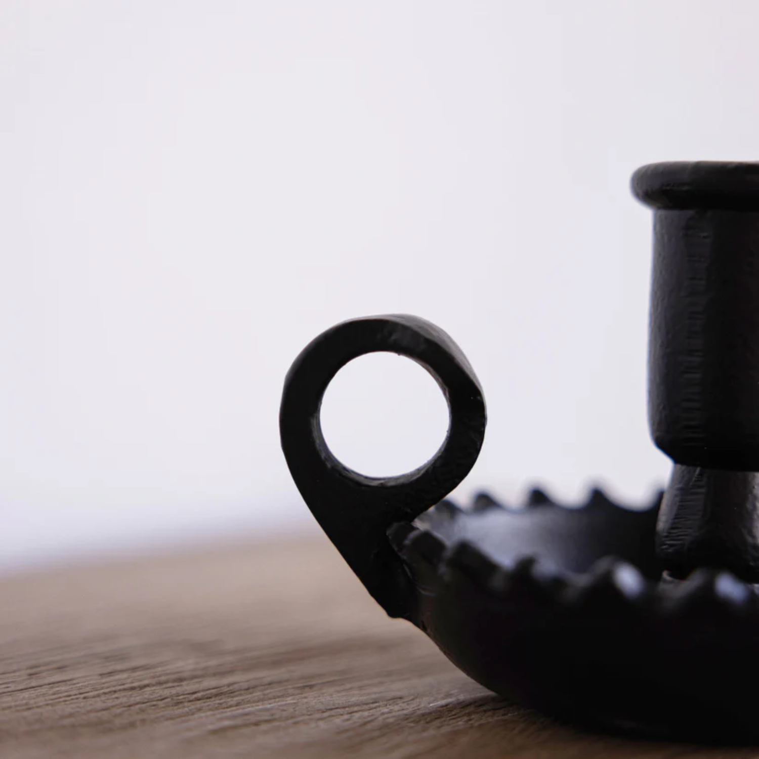 Black Scalloped Iron Candlestick Holder