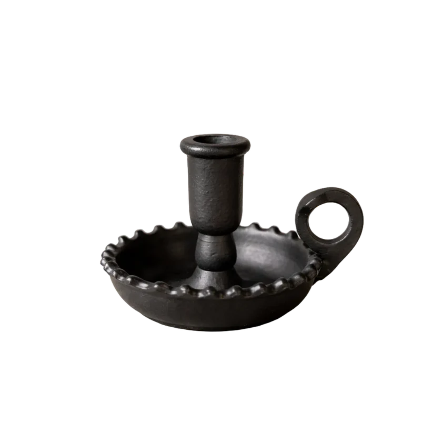 Black Scalloped Iron Candlestick Holder