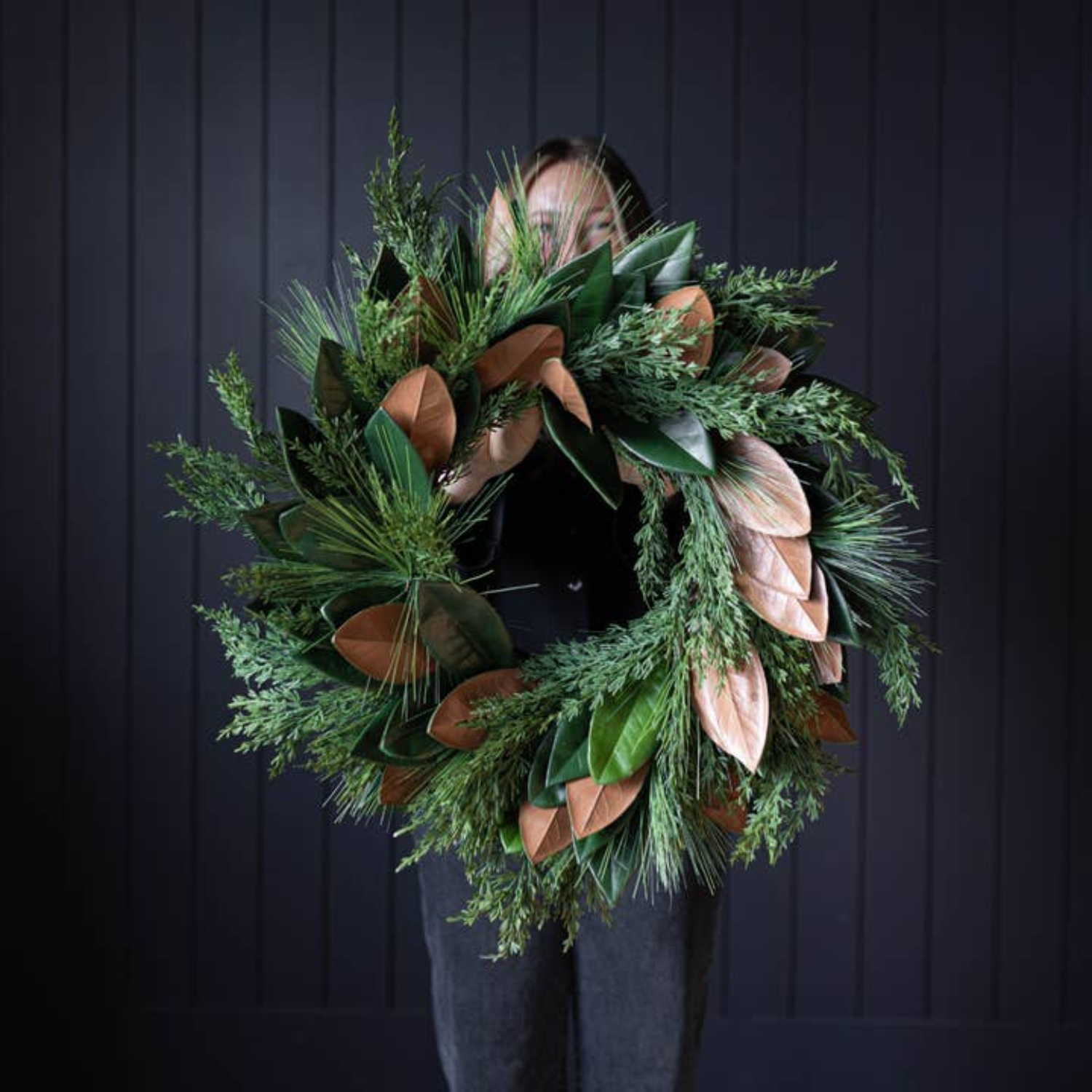 Artificial Magnolia Norfolk In/Out Real Touch 24" Wreath