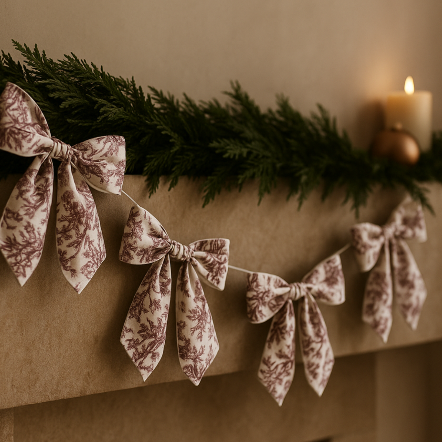 Burgundy Fleur Cotton Bow Garland