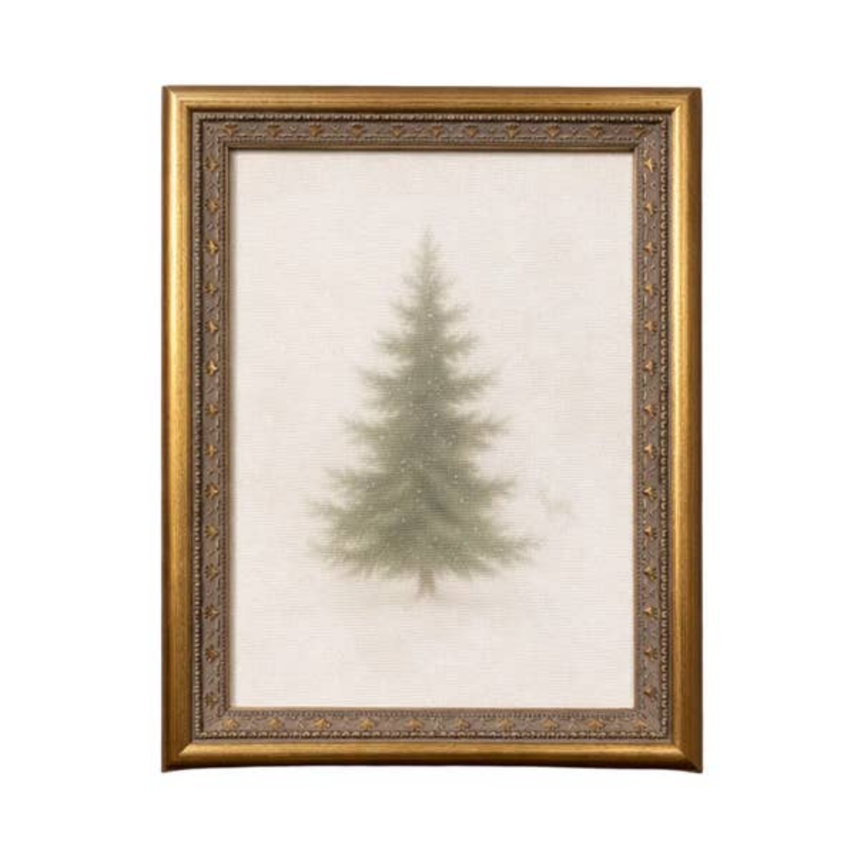 Frosty Pine Antique Brass Framed Wall Art