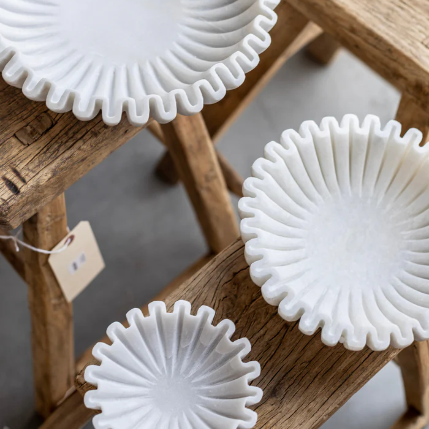 Scalloped White Marble Bowl