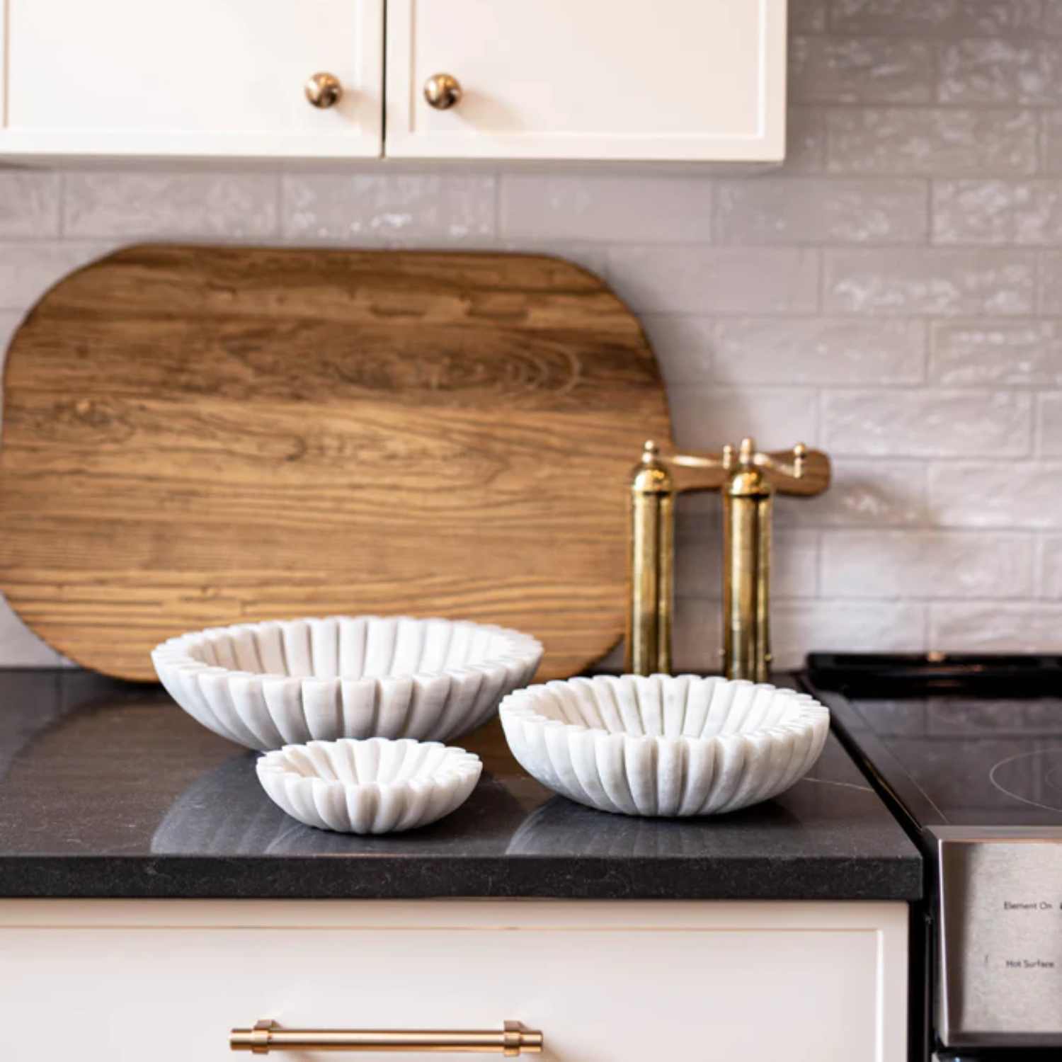 Scalloped White Marble Bowl