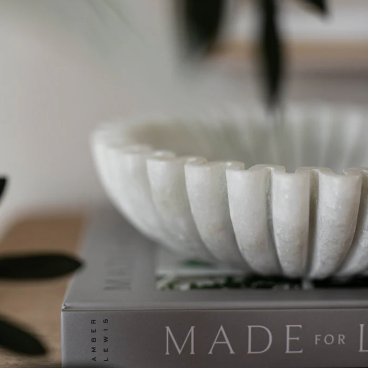 Scalloped White Marble Bowl