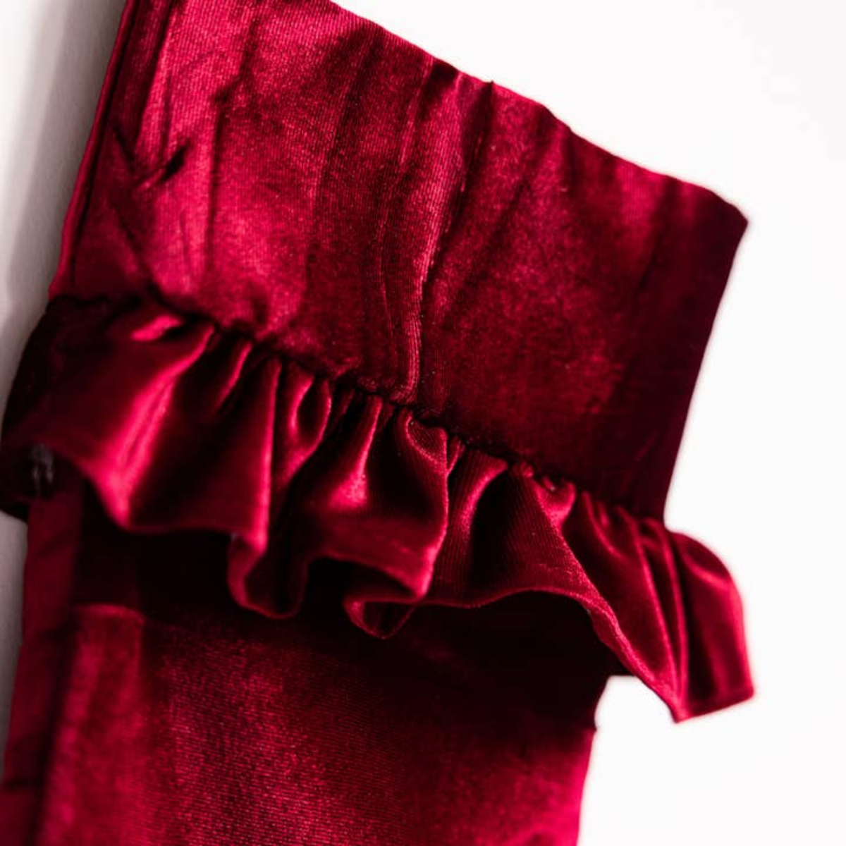 Berry Red Velvet Fringe Stocking