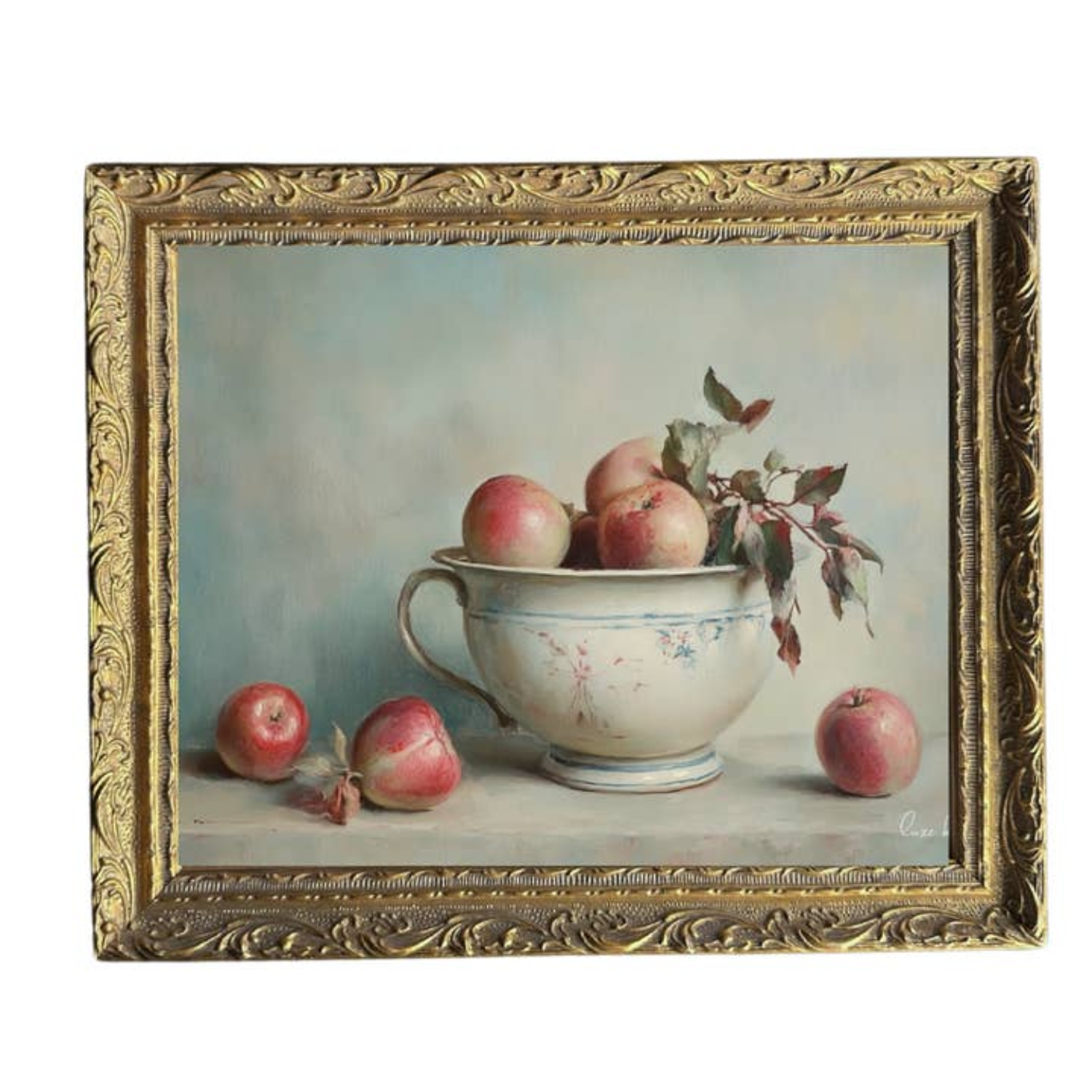 Rouge Apples Still Life French Brass Framed Wall Art