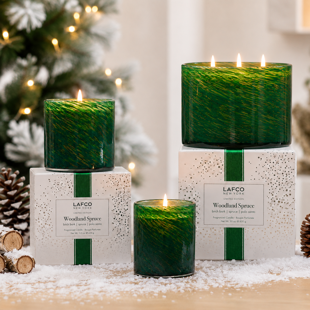 Hand-Blown Glass Candle - Woodland Spruce
