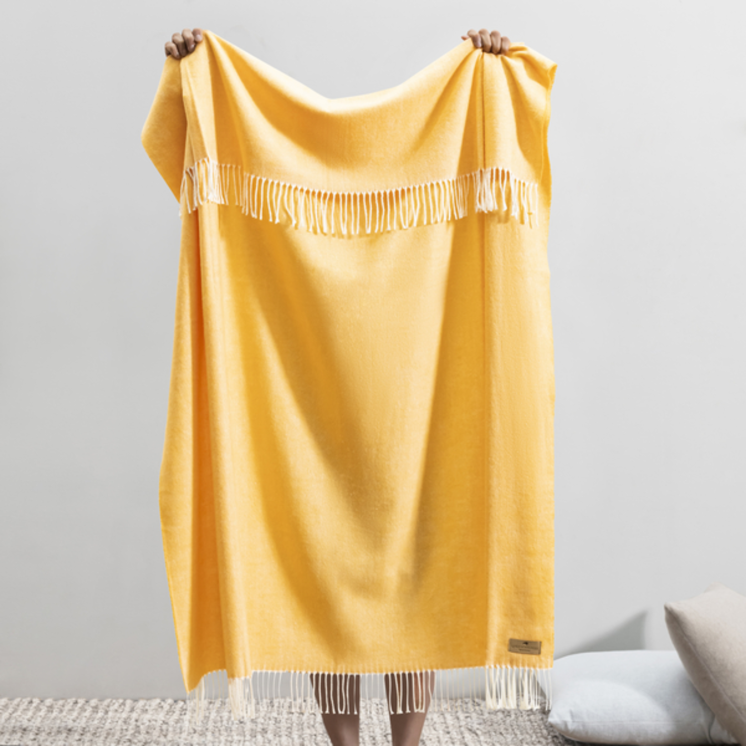Italian Herringbone Fringe Throw Blanket - Cantaloupe