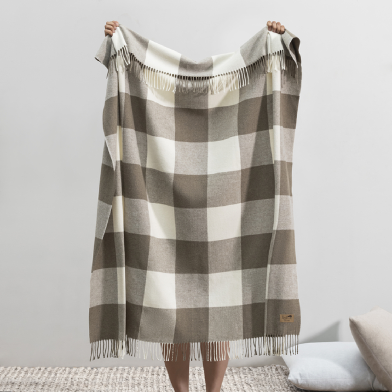 Buffalo Check Fringe Throw Blanket - Barnwood