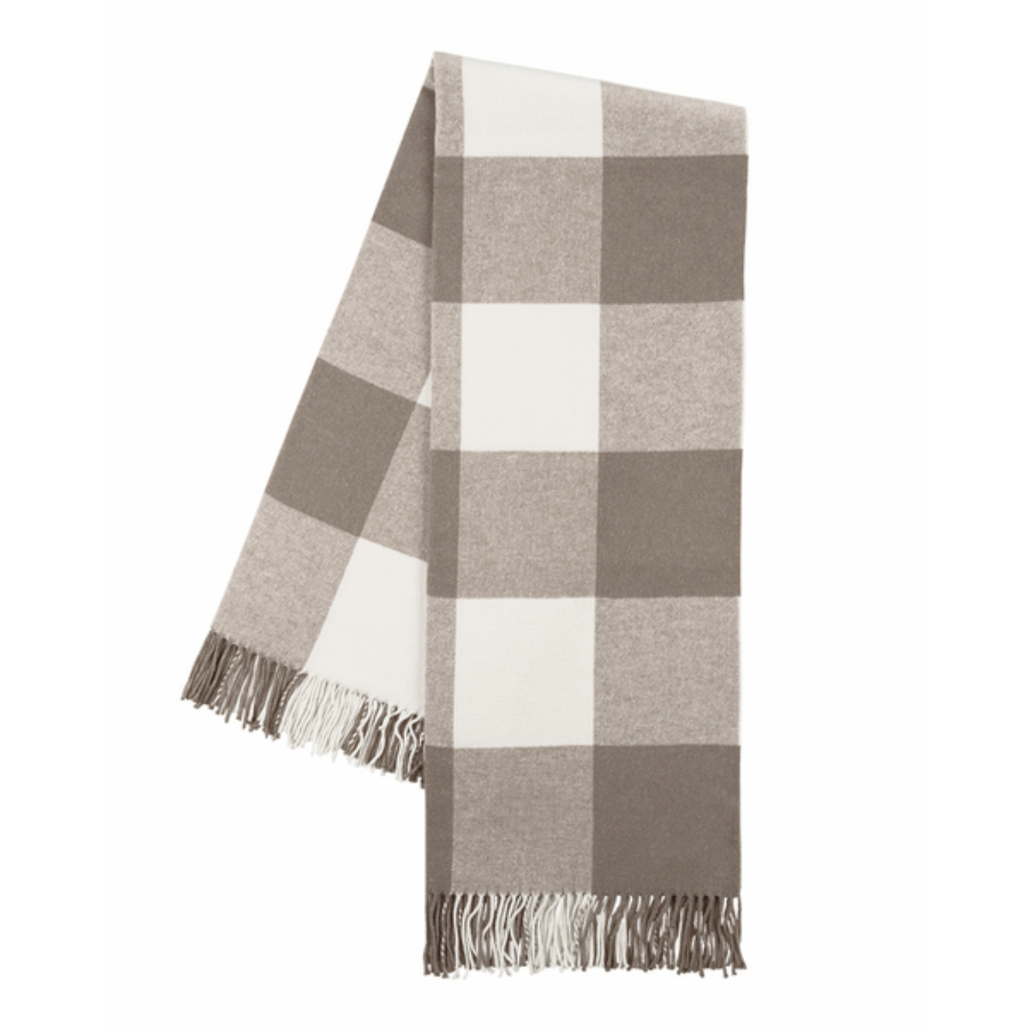 Buffalo Check Fringe Throw Blanket - Barnwood