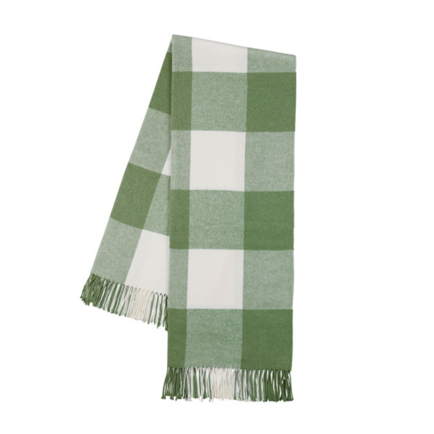 Buffalo Check Fringe Throw Blanket - Olive