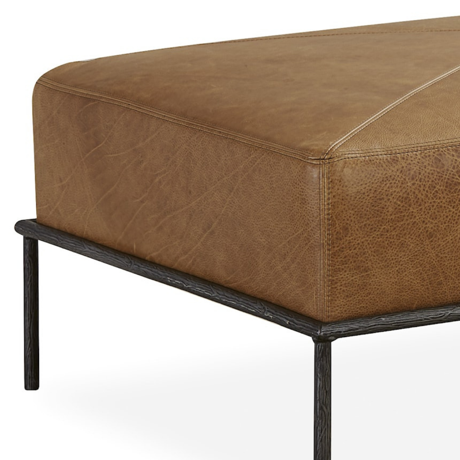York 45" Rectangle Ottoman - Madrid Camel Leather