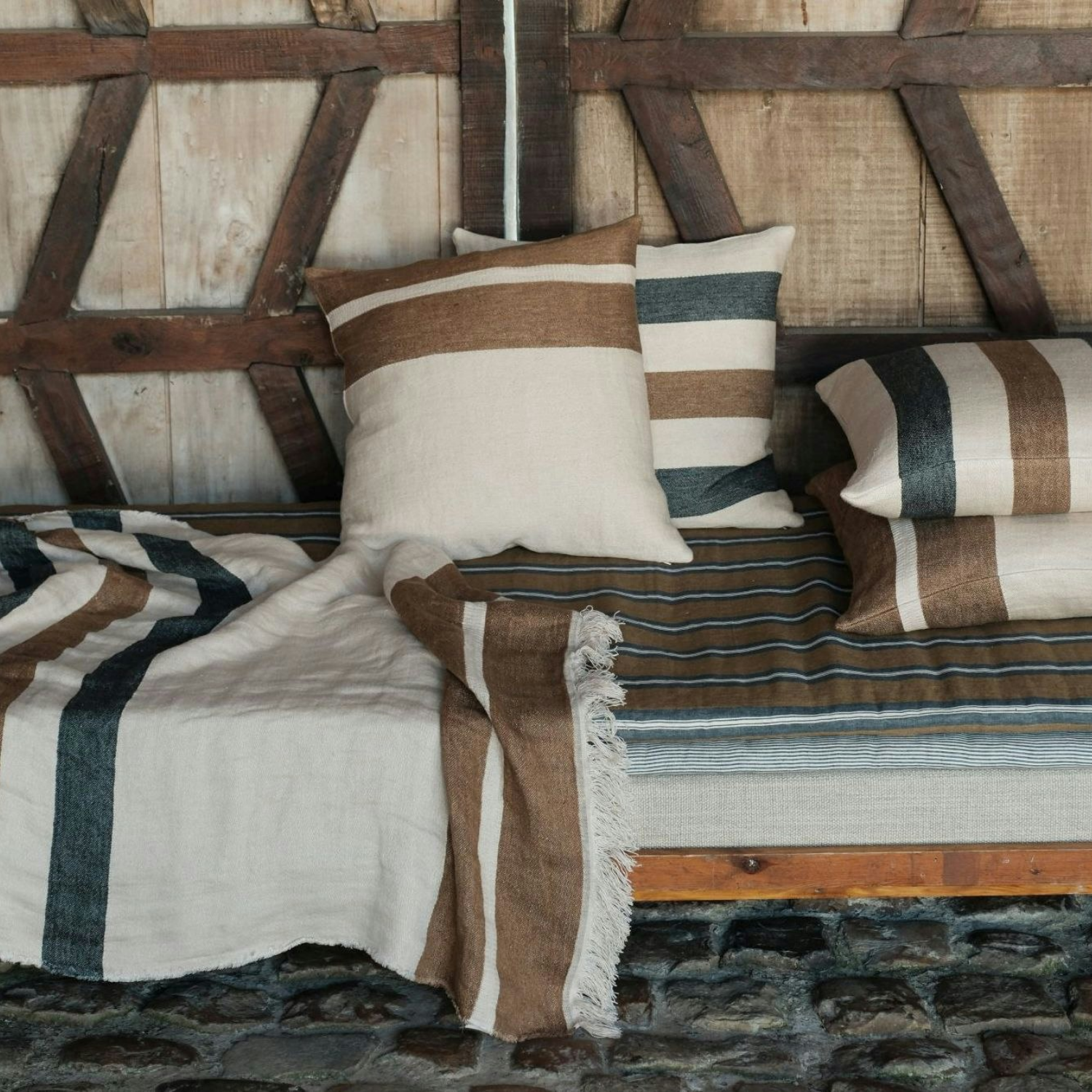 Homestead 20" Linen Toss Pillow - Rail Stripe