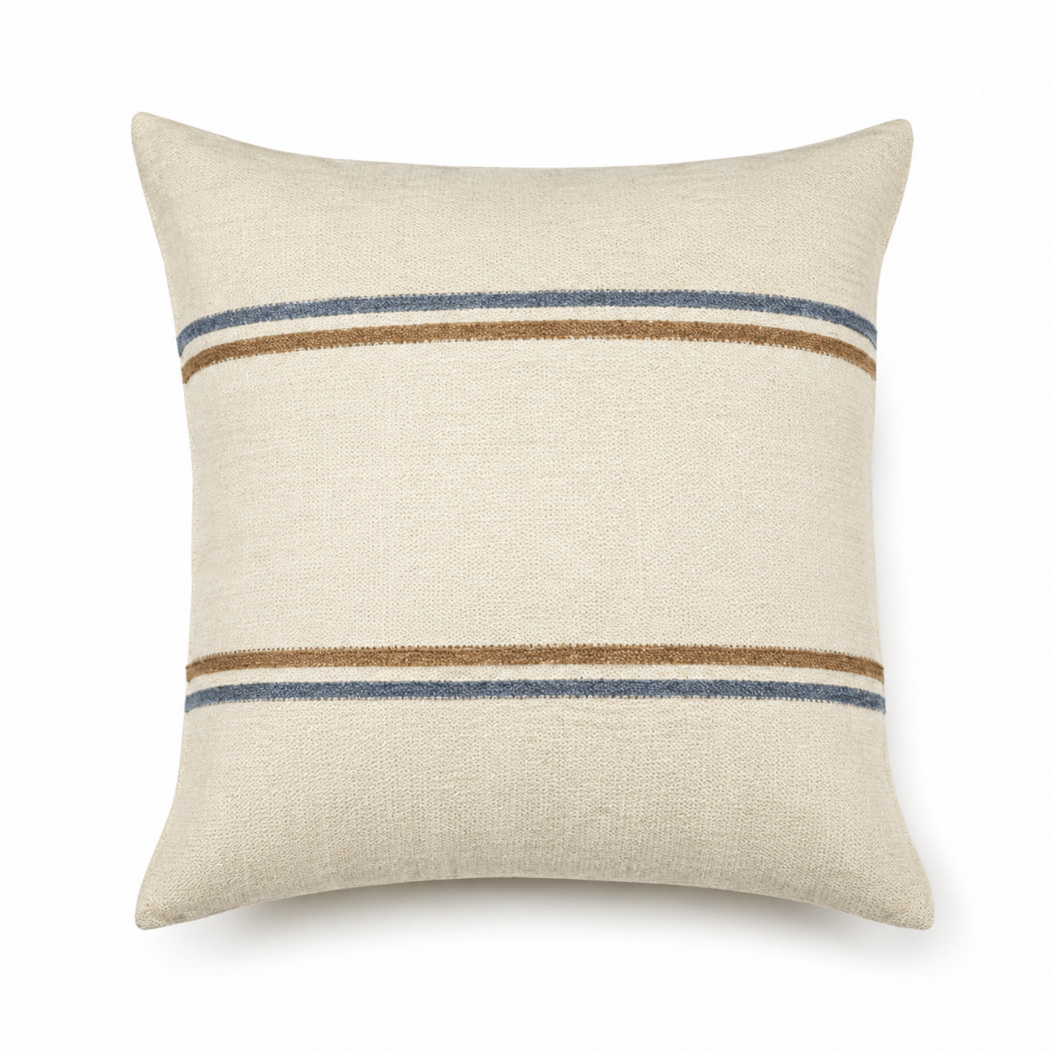 Costal Loft 25" Linen Toss Pillow - Brown/Blue Stripe