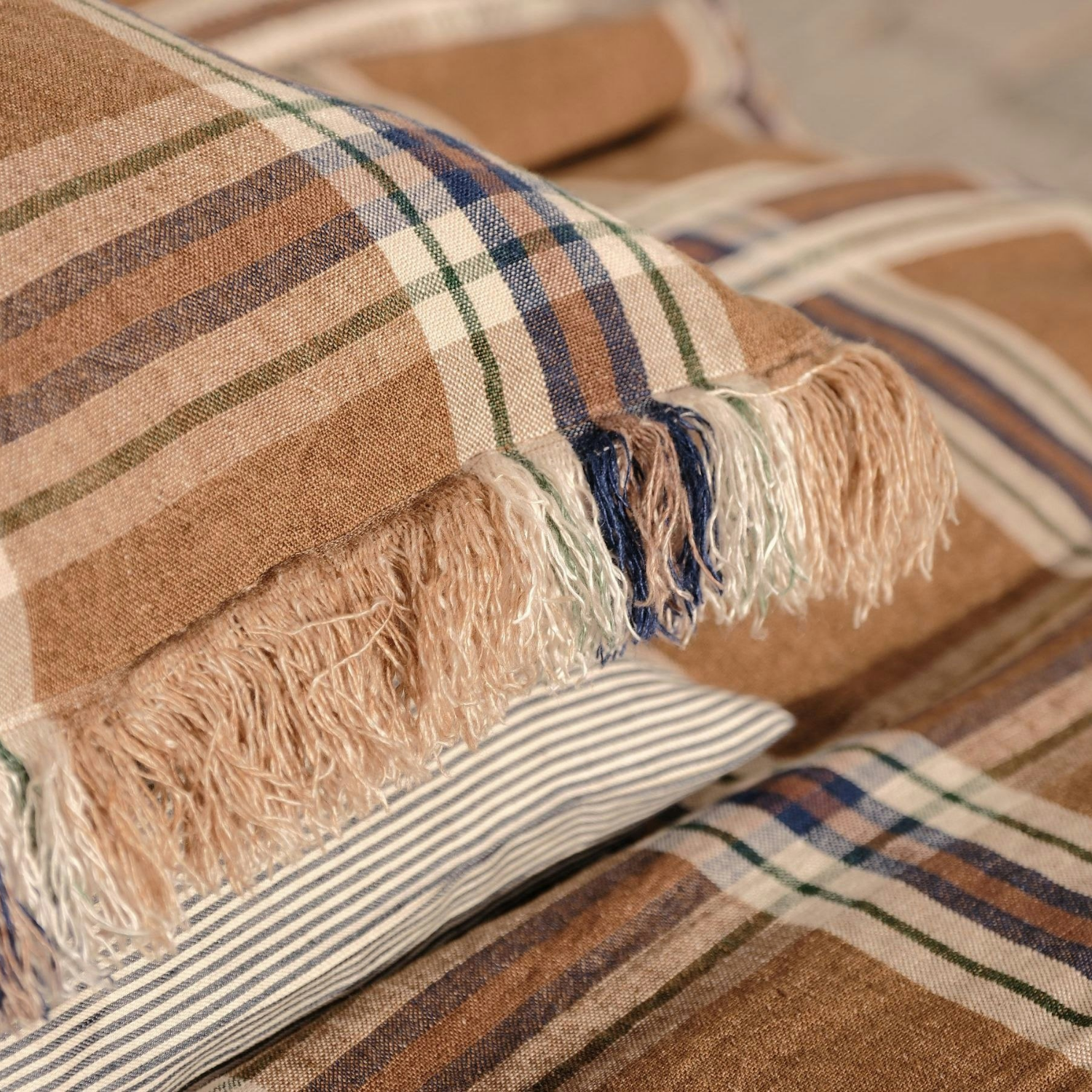 Homestead 25" Linen/Wool Blend Toss Pillow - Sable Check