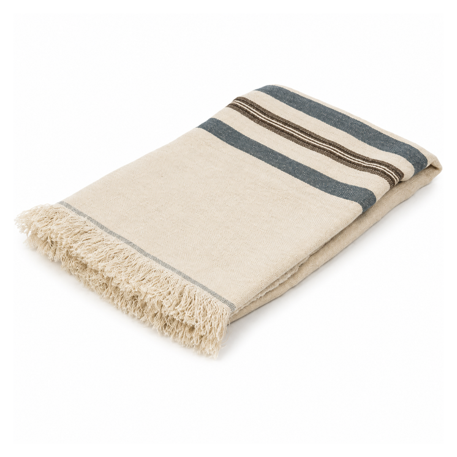 Homestead Fringe Linen Towel/Throw - Tinos Stripe