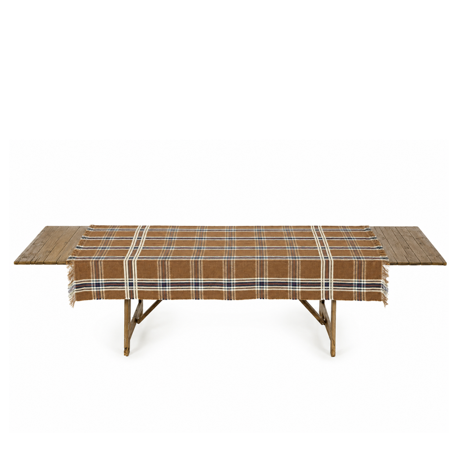 Homestead Fringe Linen Tablecloth - Sable Check
