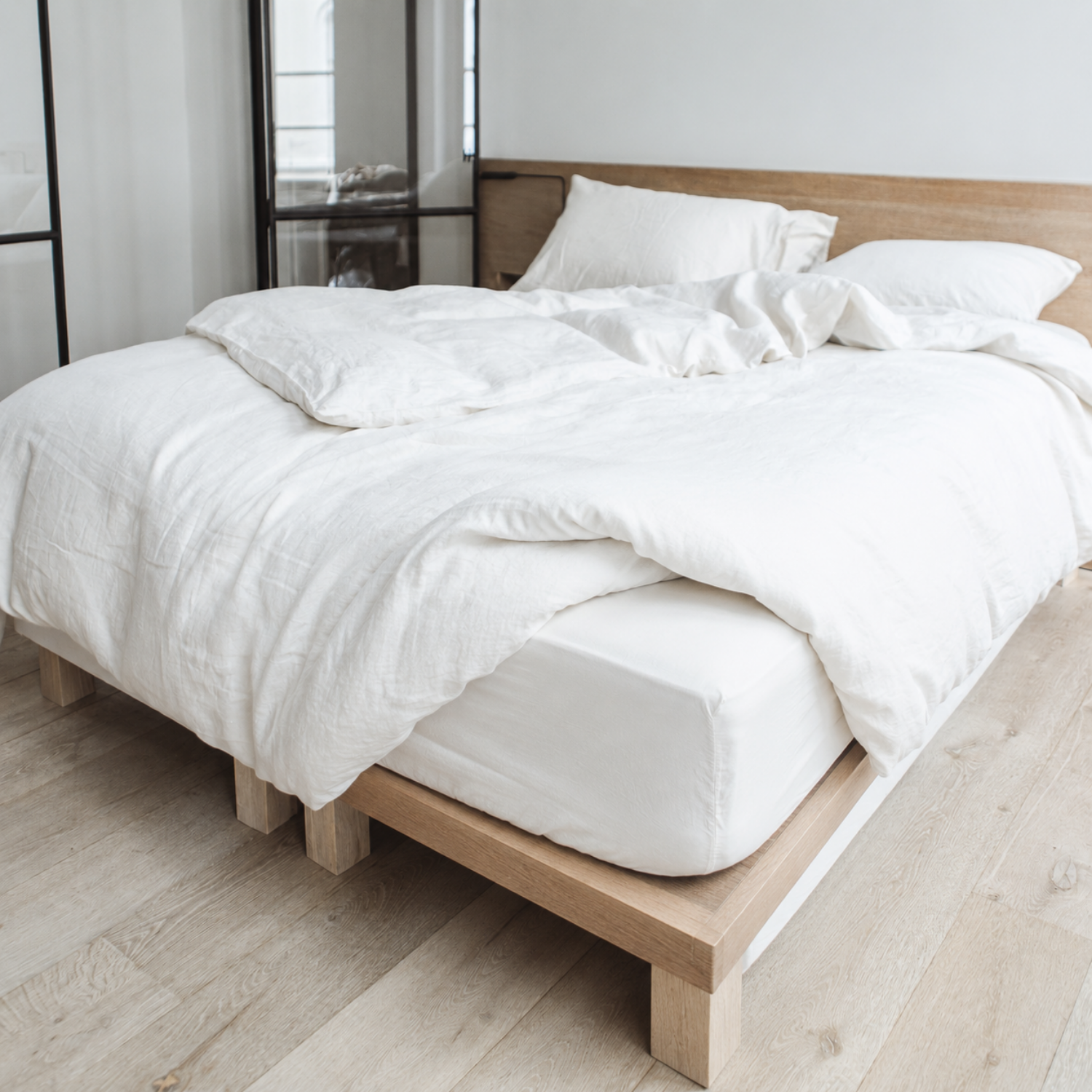 Madison Linen Fitted Bottom Sheet - Oyster