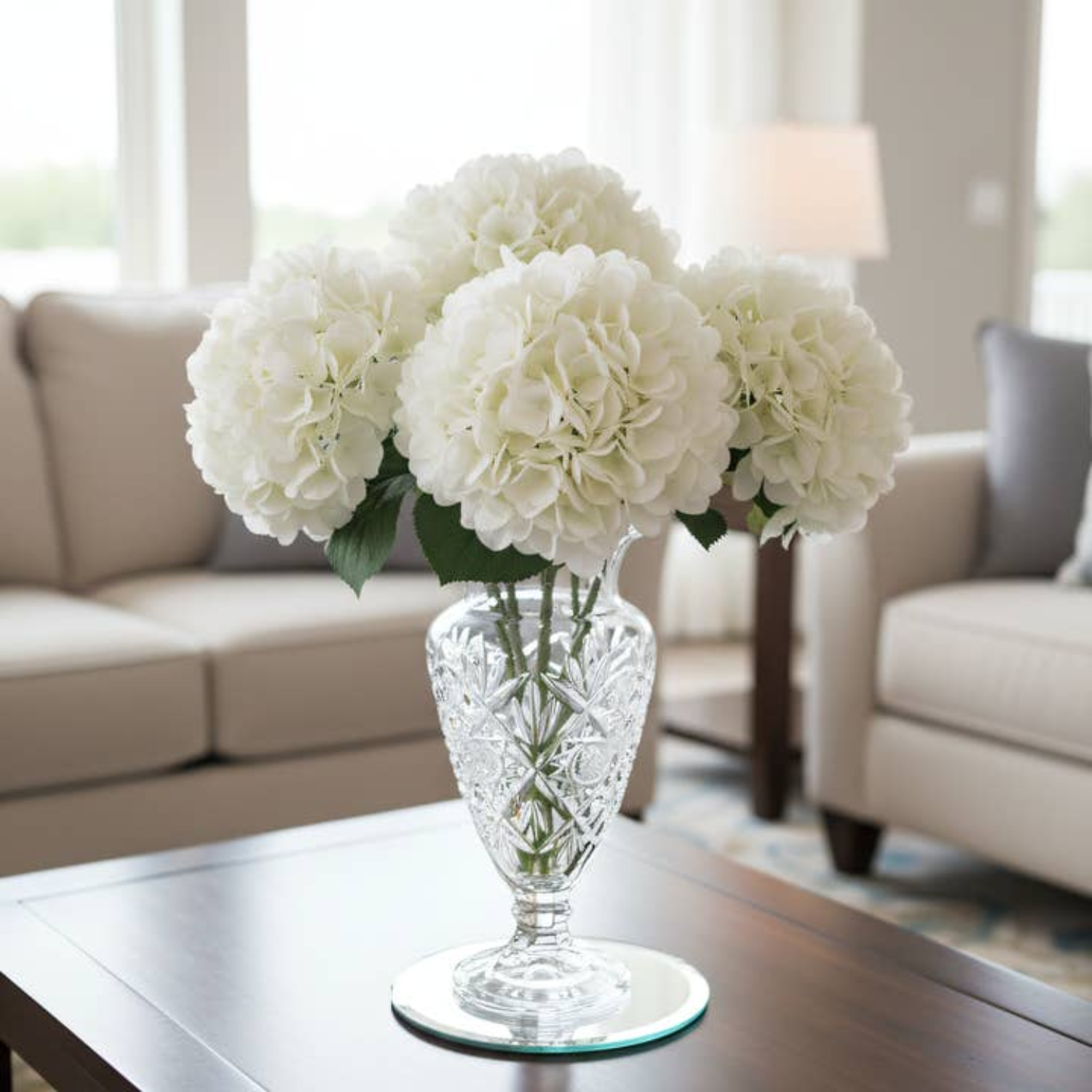 Artificial Hydrangea Stem- White