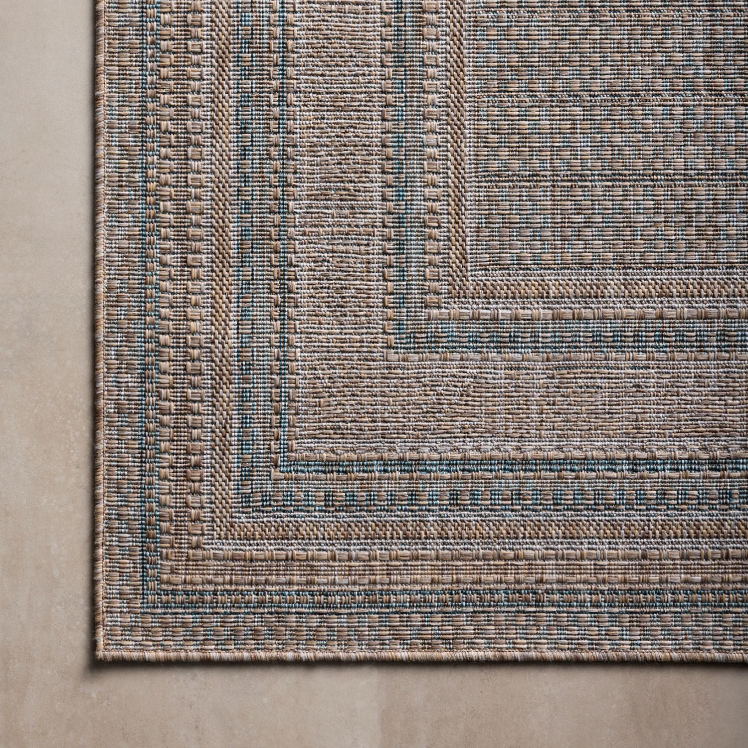 Amber Lewis x Loloi Topanga Natural/Teal Outdoor Rug