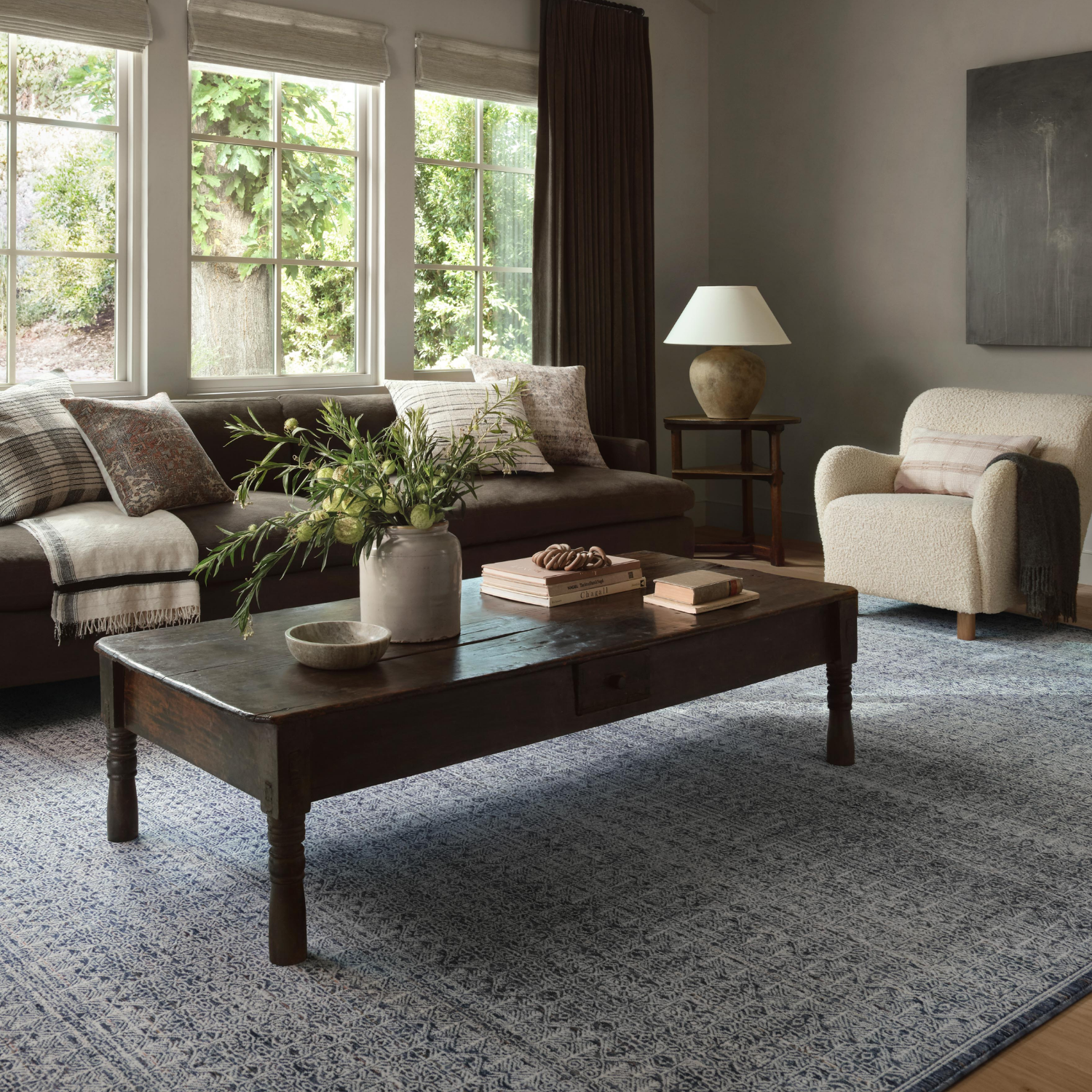 Amber Lewis x Loloi Zuma Denim/ Ivory Rug