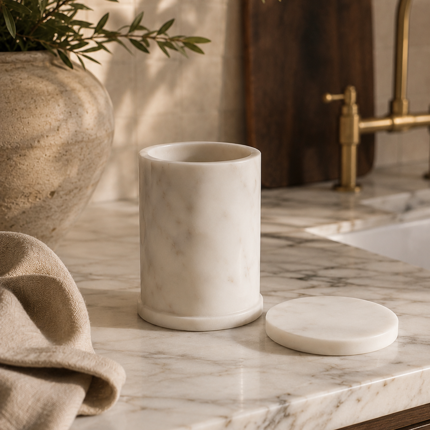 White Marble Canister