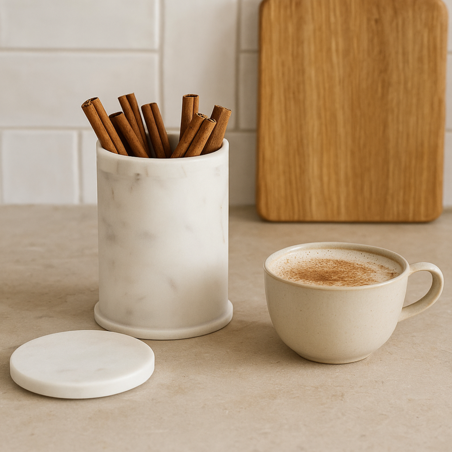 White Marble Canister