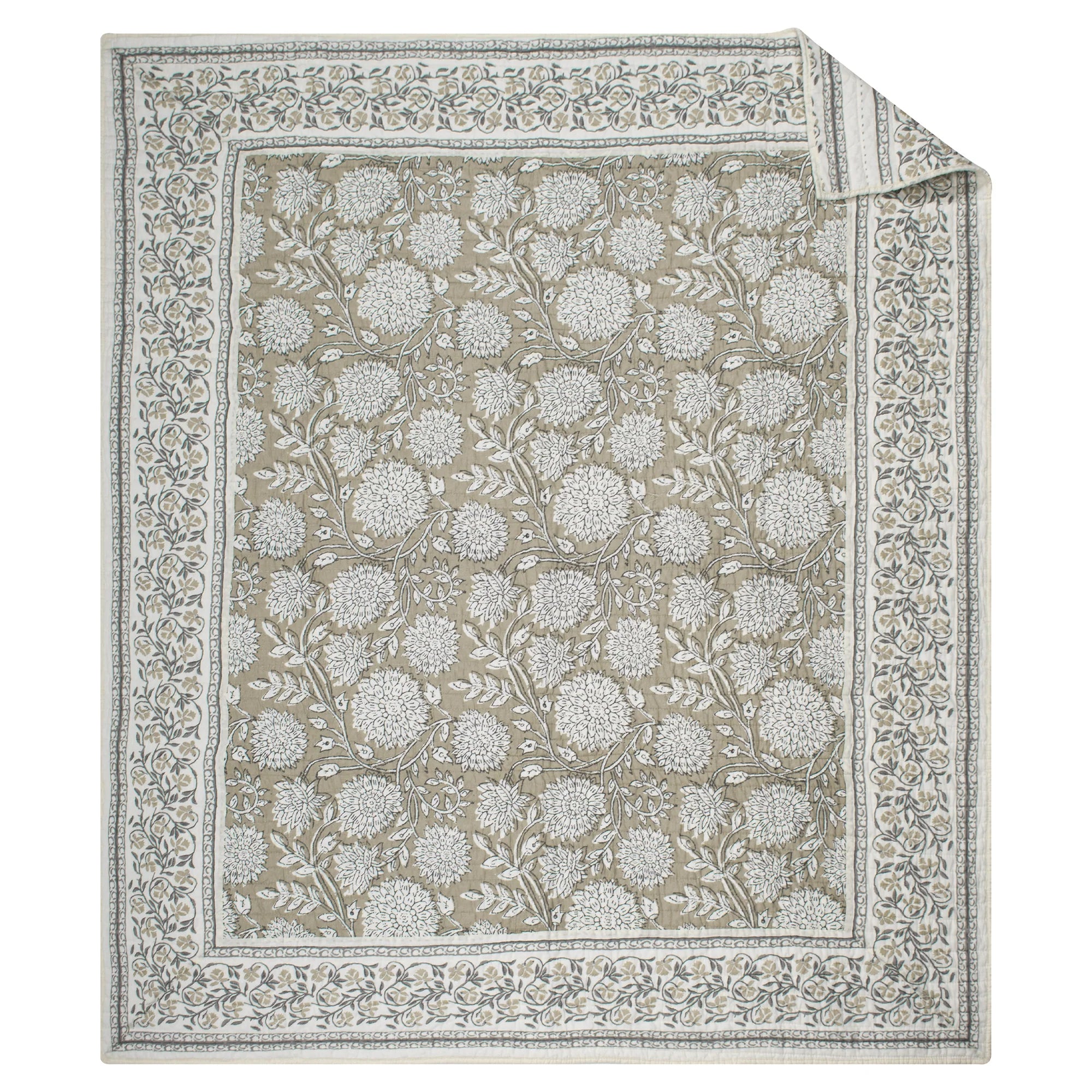 Maison Jardin Paisley Taupe Quilted Throw