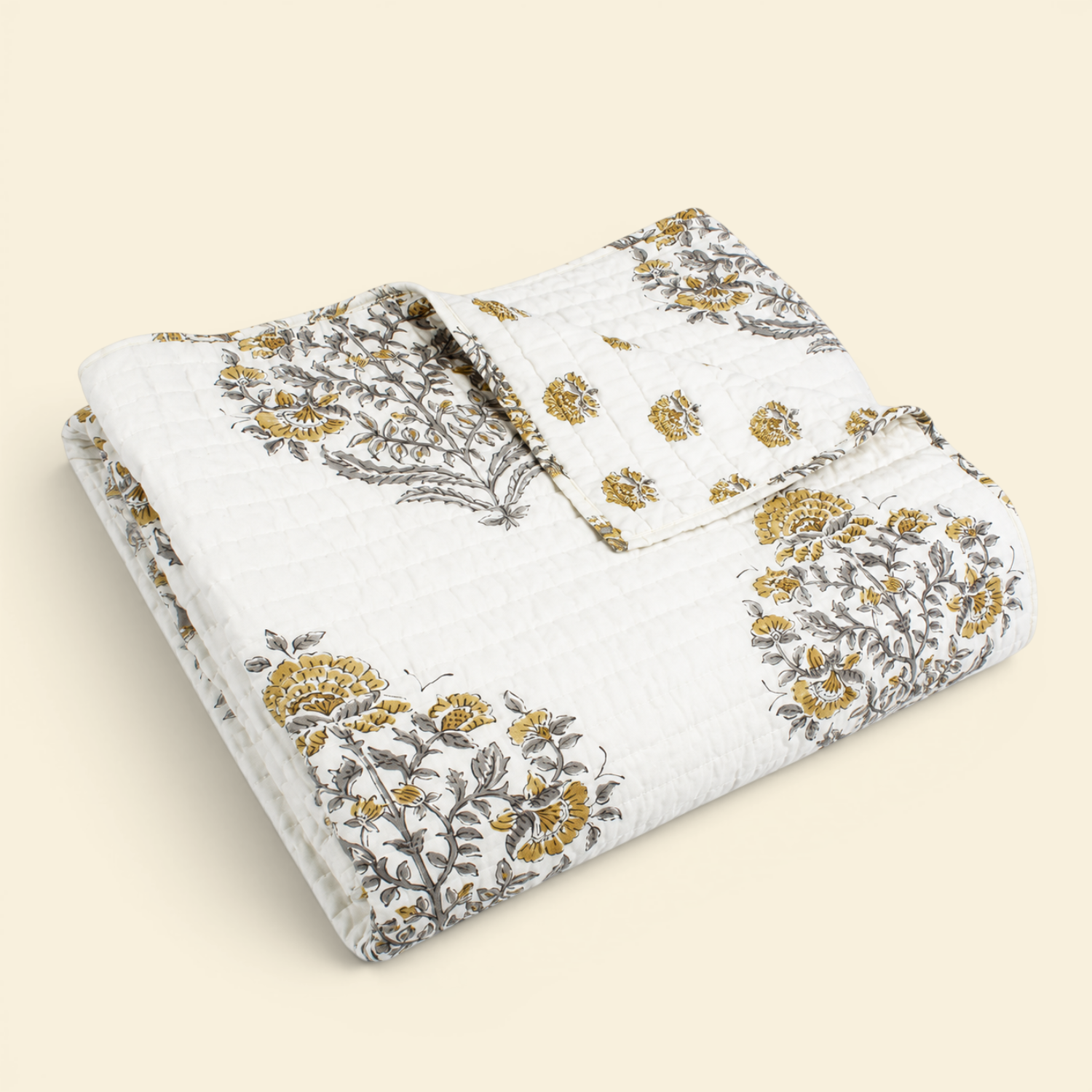 Maison Jardin Bush Ivory Quilted Throw