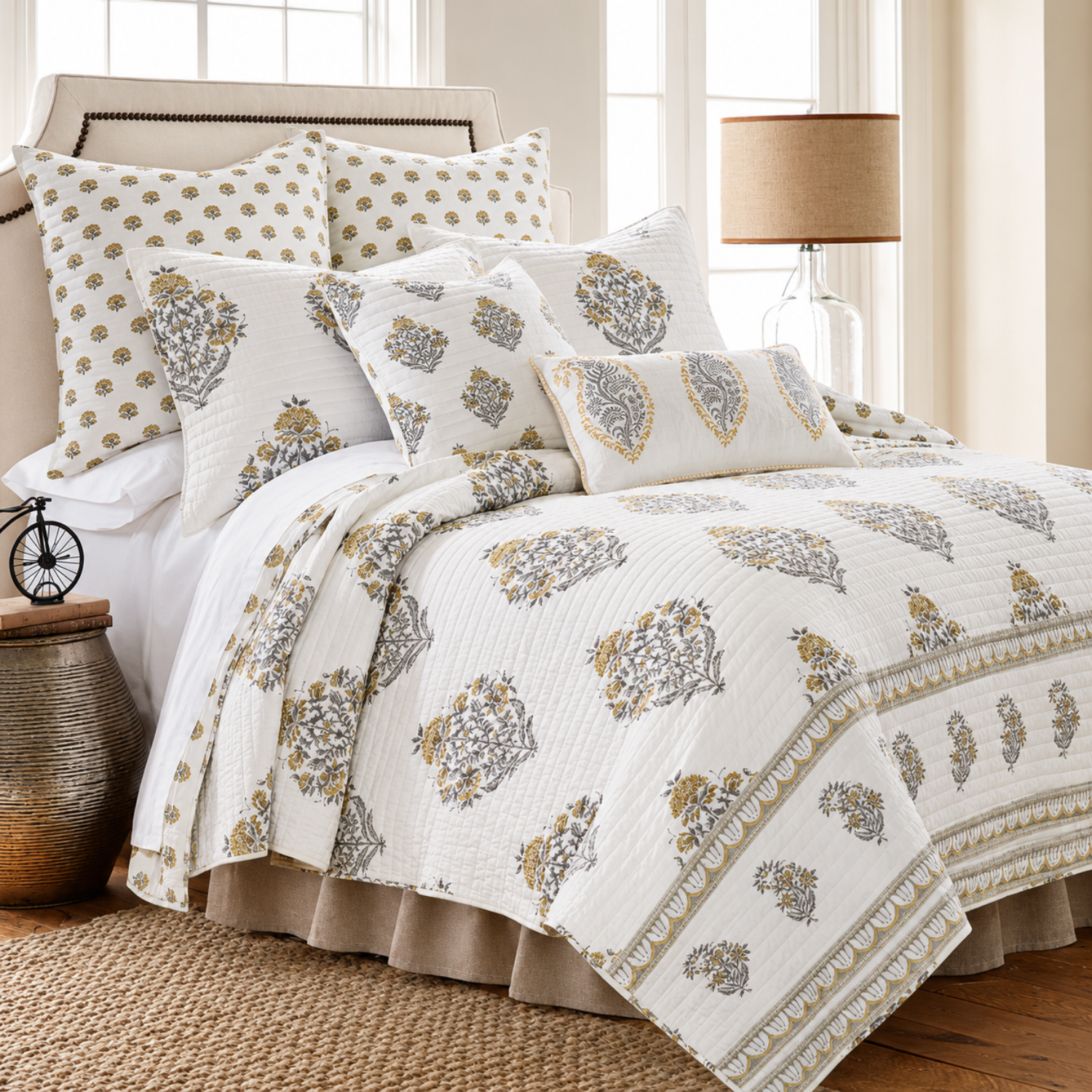 Maison Jardin Bush Ivory Euro Sham (Set of 2)