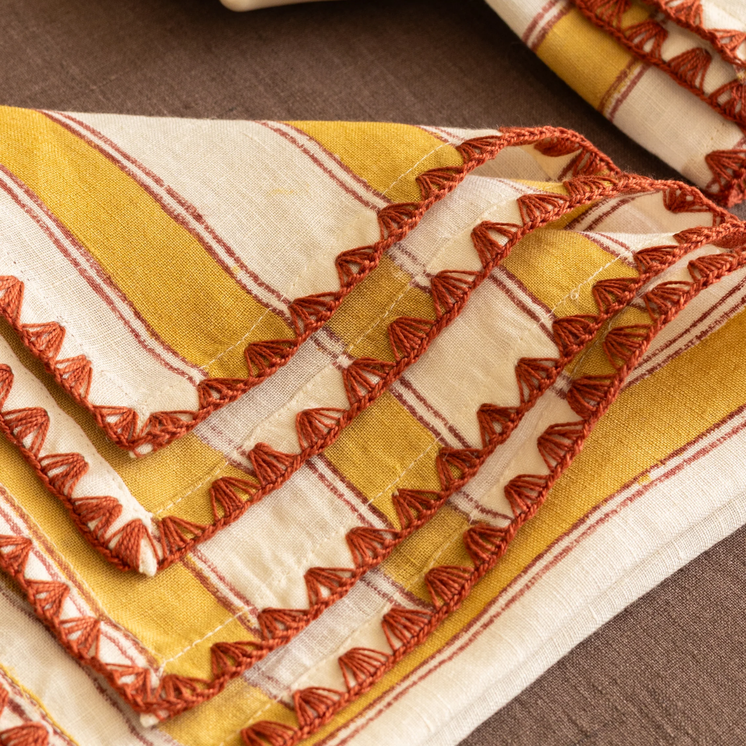 Heritage Stripe Linen Napkin (Set of 2) - Yellow