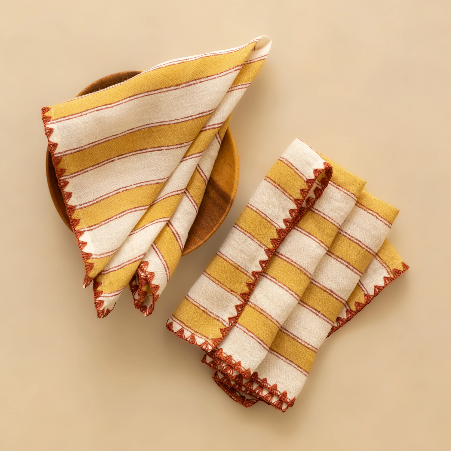 Heritage Stripe Linen Napkin (Set of 2) - Yellow