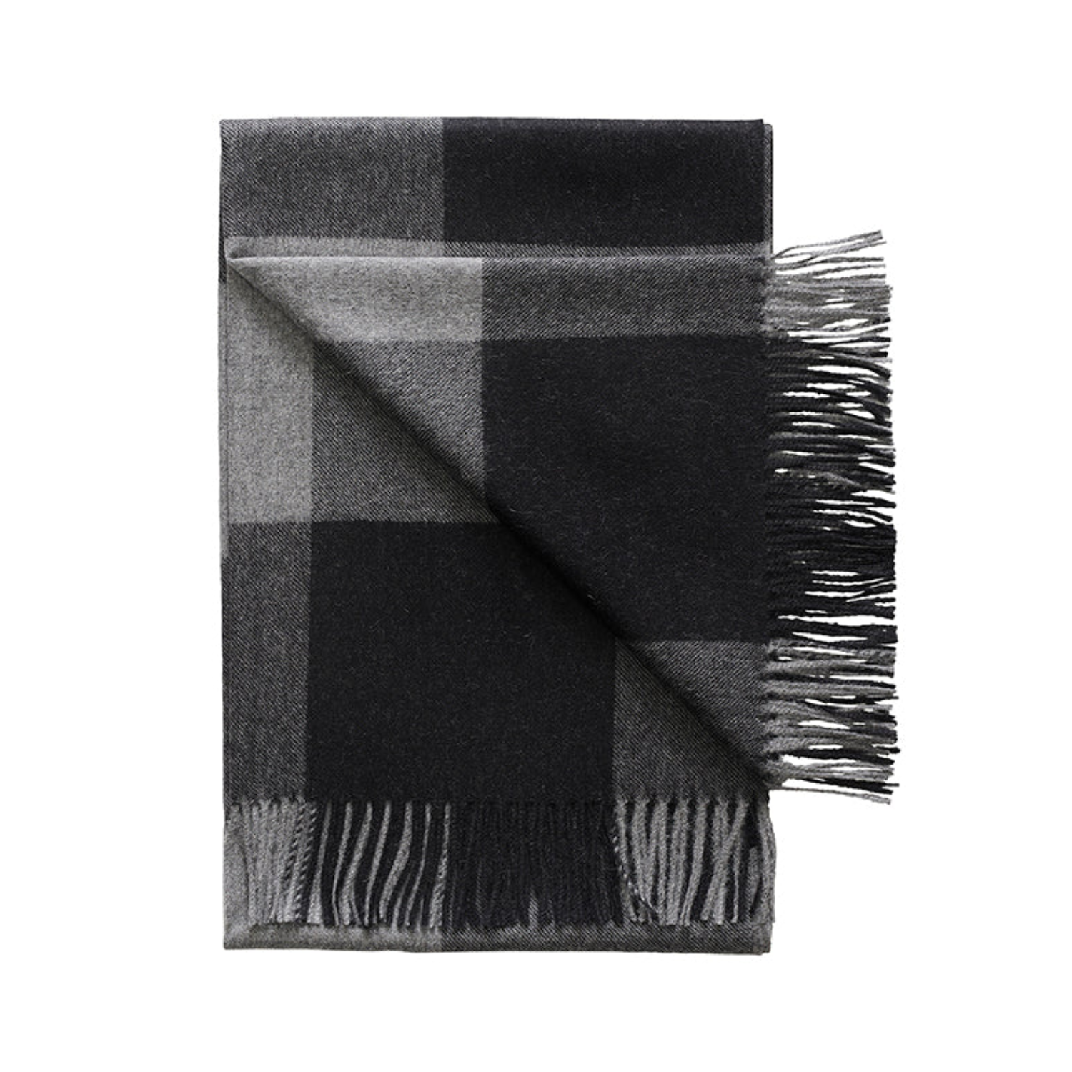 Buffalo Check Black/Grey Alpaca Wool Throw