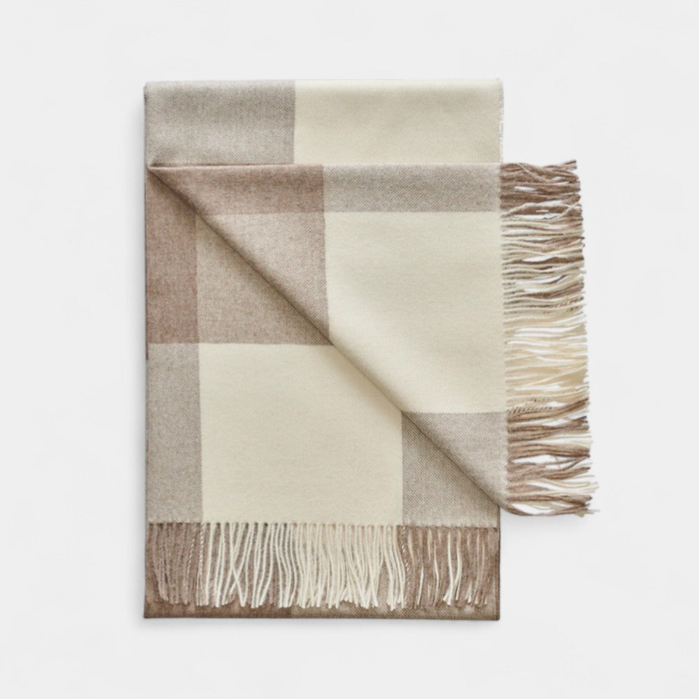 Buffalo Check Taupe/Ivory Alpaca Wool Throw