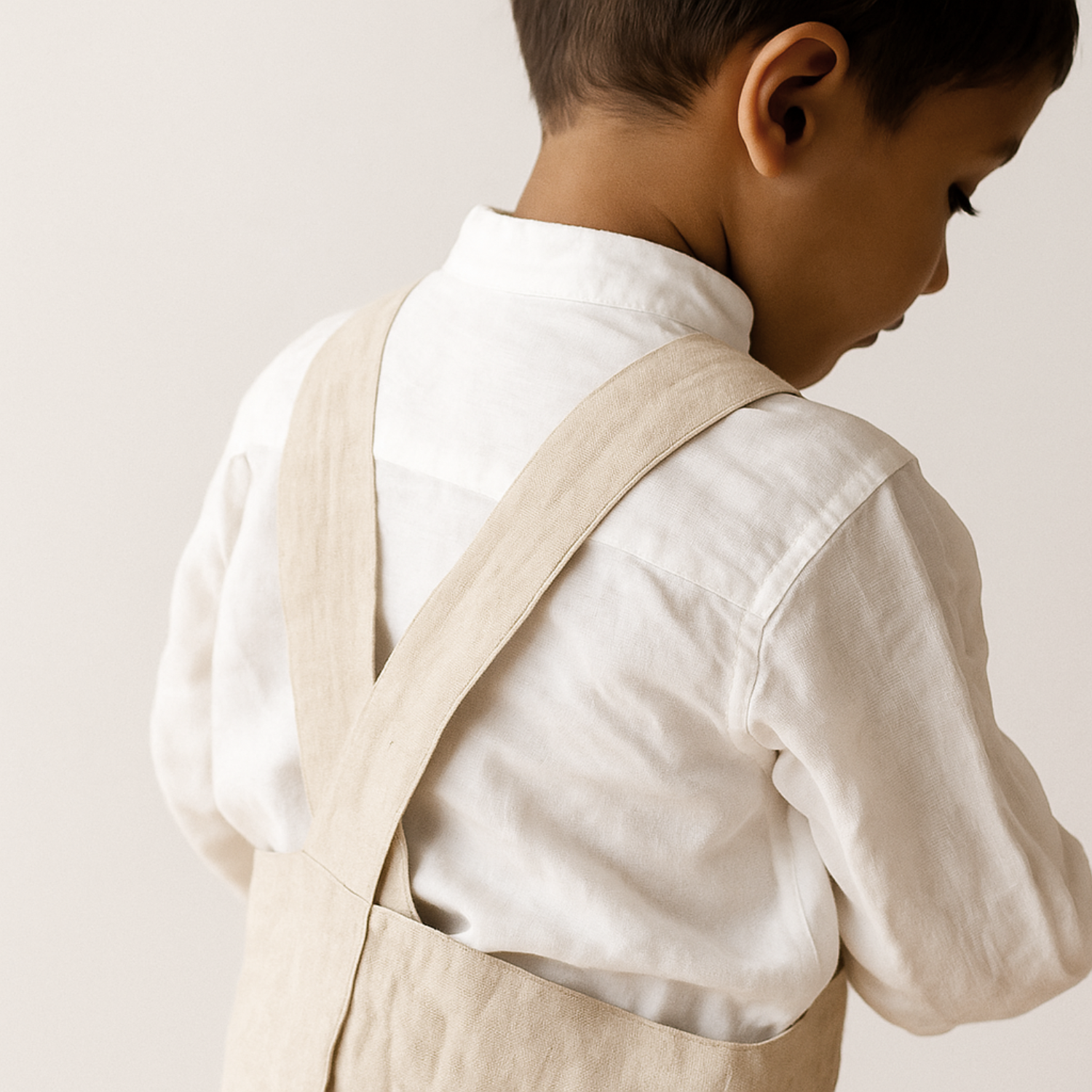 Kids Crisscross Linen Apron - Natural