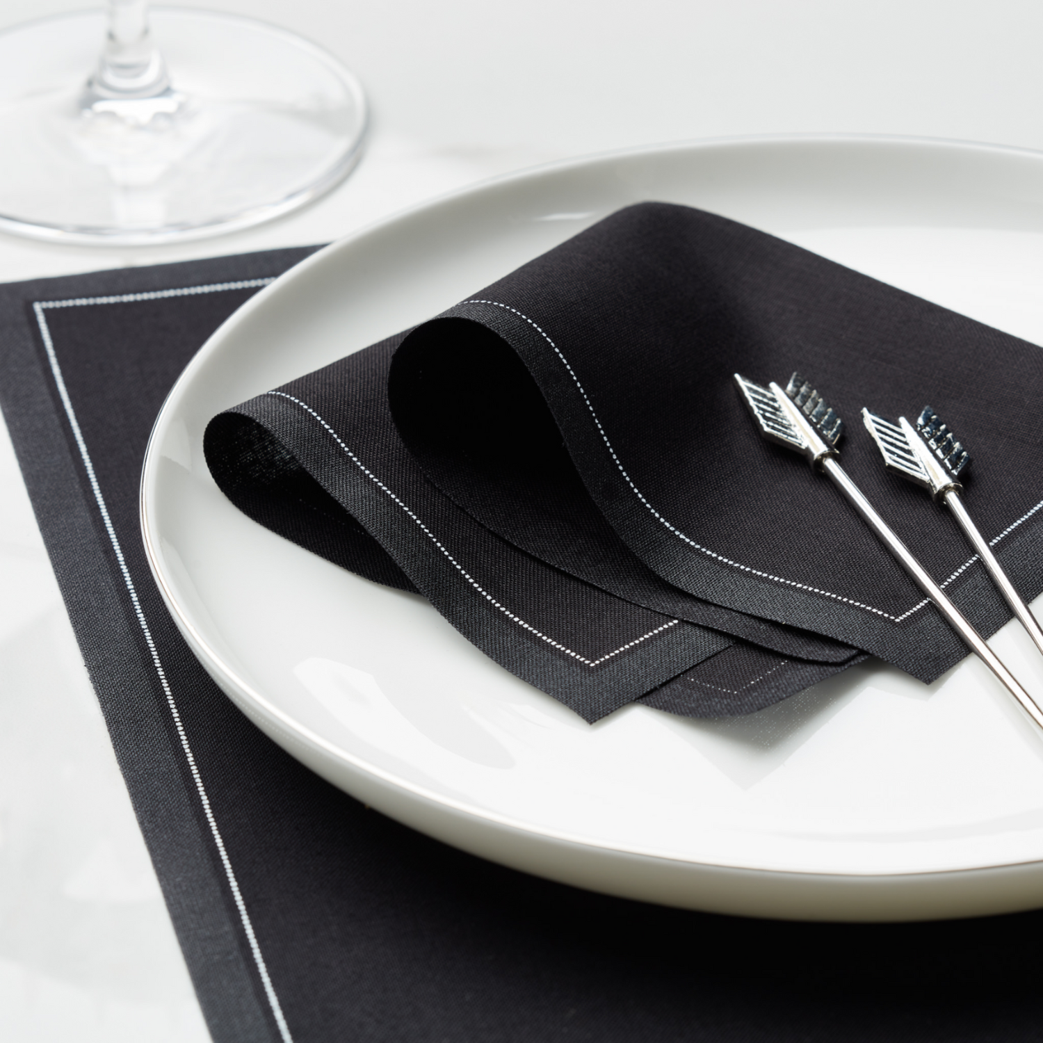 Reusable Black Cotton Napkins (25pcs)