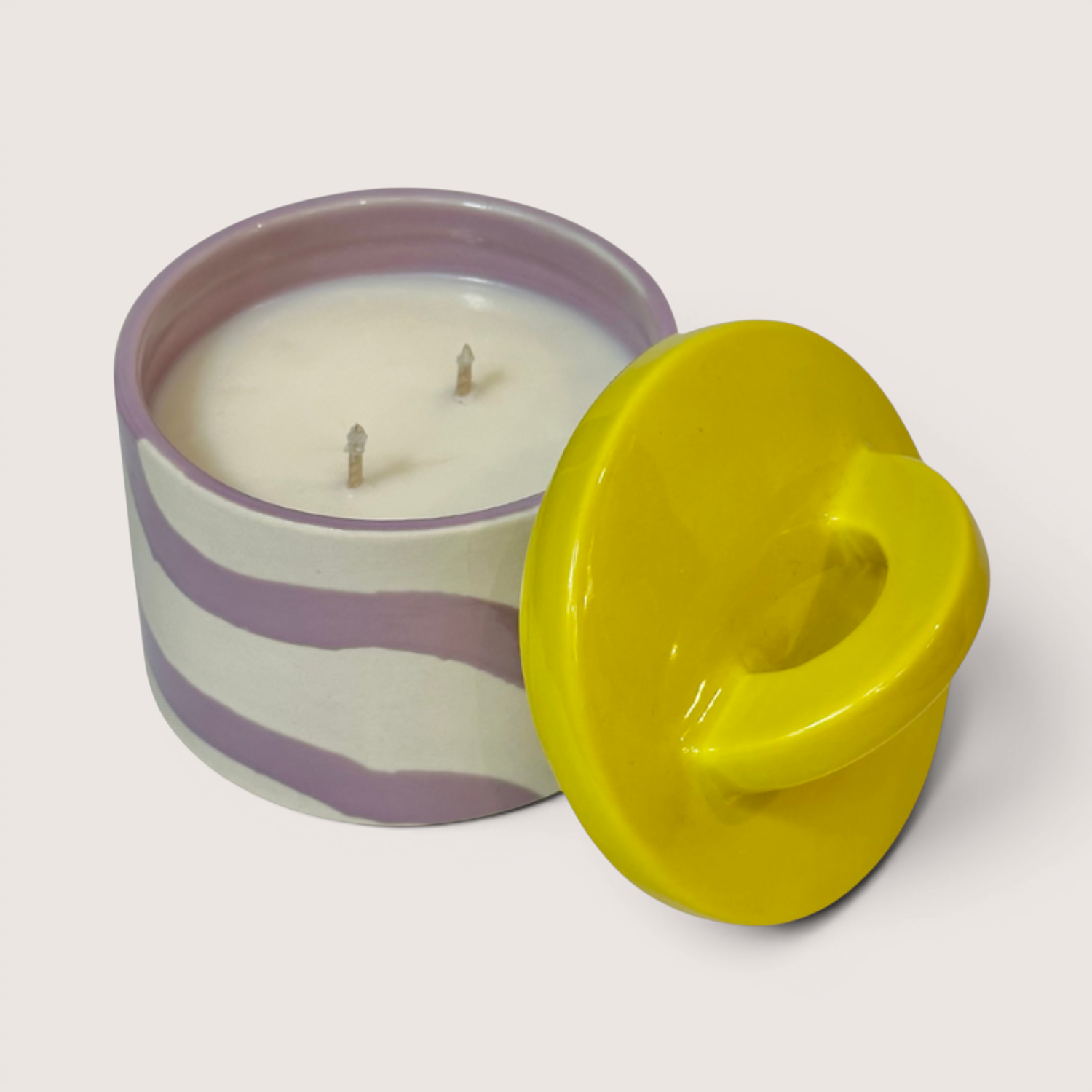 Geo Ceramic Candle Pot - Water Lotus/Rose