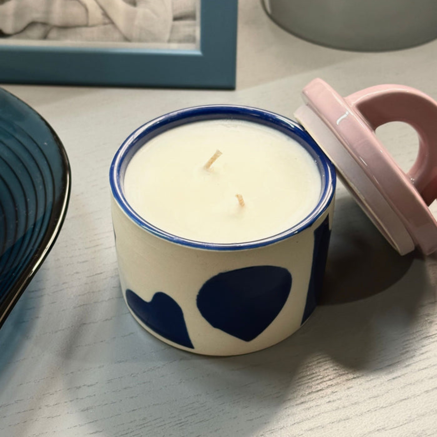 Geo Ceramic Candle Pot - Crisp Green Apple