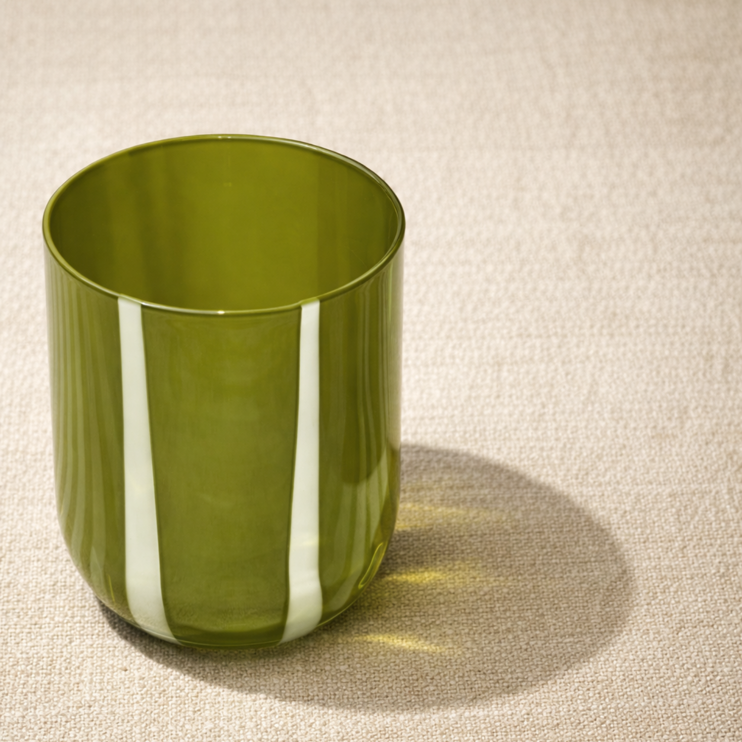 Bold Glass Striped Tumbler - Olive/White