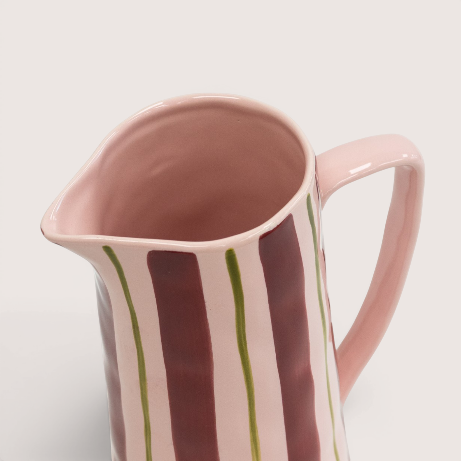 Bold Striped Decorative Jug Vase - Pink/Burgundy