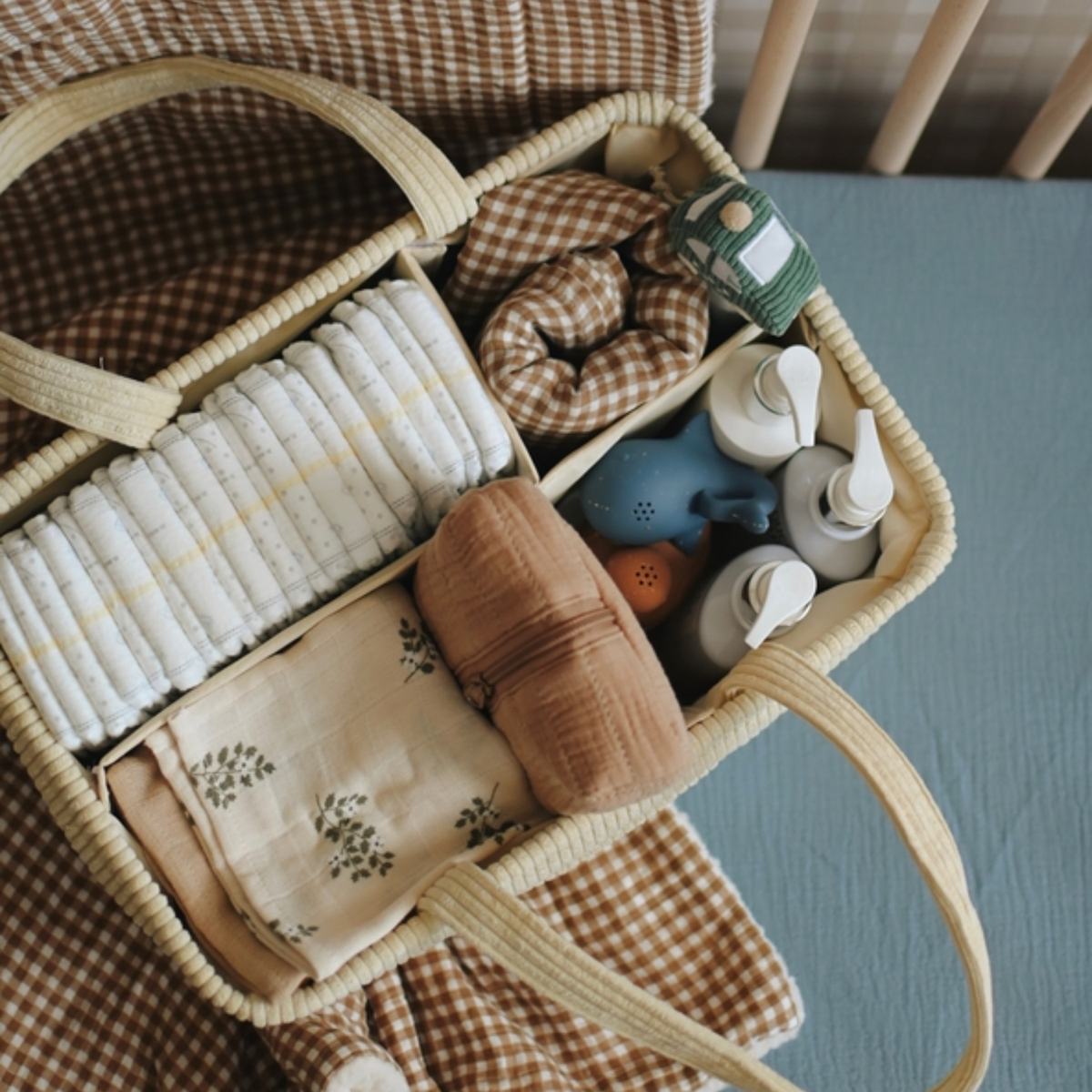 Baby Nest Corduroy Diaper Caddy - Cream